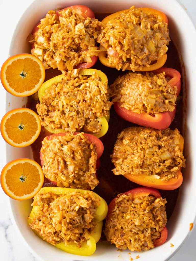 12 Orange chicken stuffed peppers