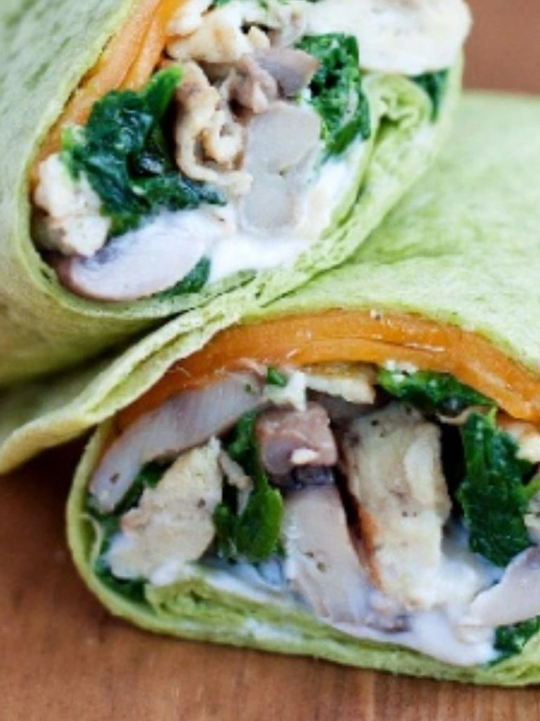 Spinach and mushroom wrap