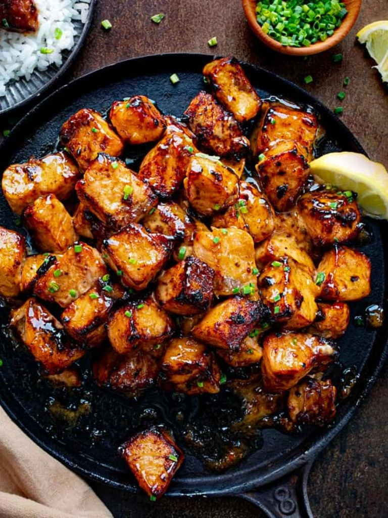 Air fryer bang bang salmon bites