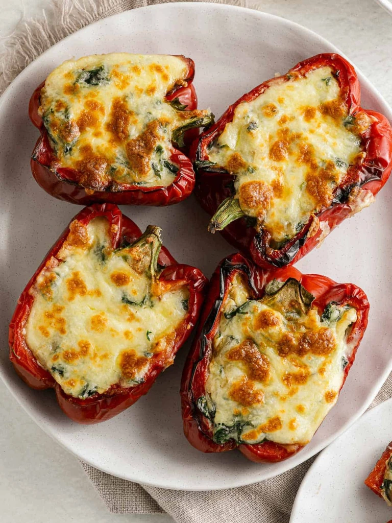Stuffed Bell Peppers 3 Cheesy spinach stuffed bell peppers