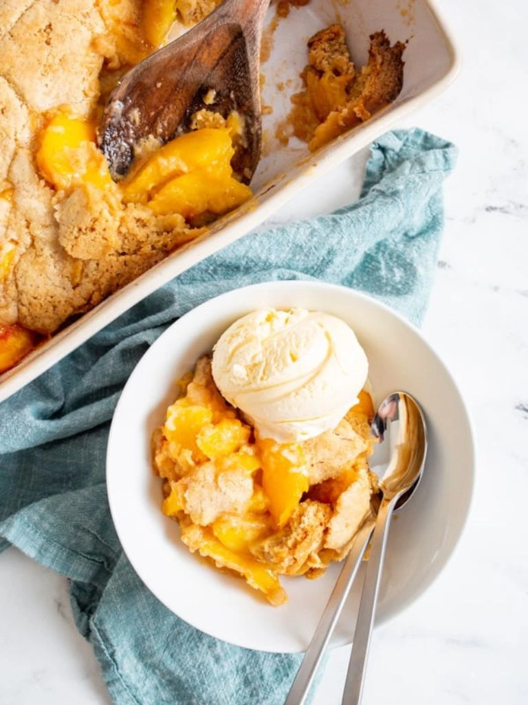 Frozen peach cobbler