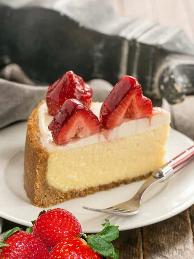  Strawberry topped cheesecake