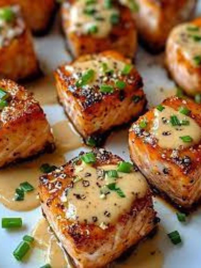 Bang bang salmon bites with garlic butter