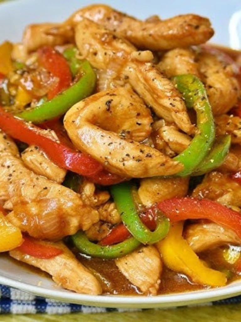Orange pepper chicken stir-fry