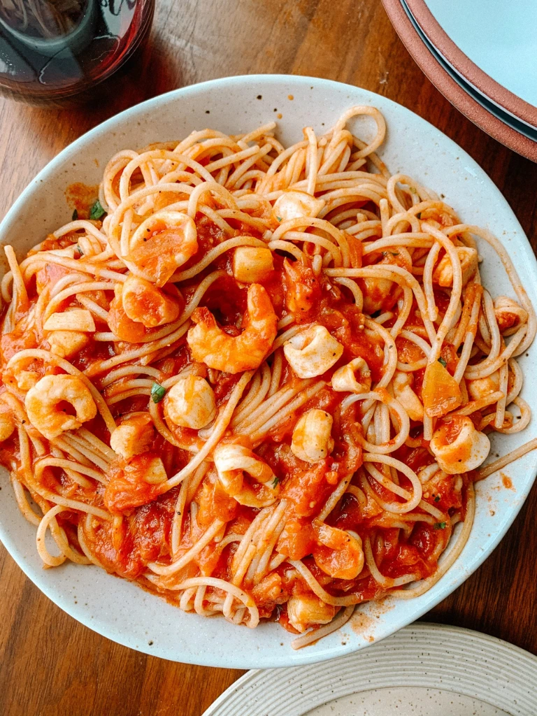 Spicy seafood pasta