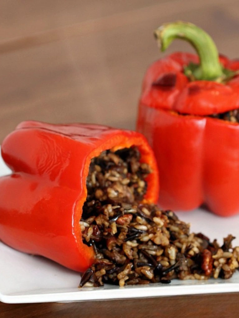 Stuffed Bell Peppers 5 Mushroom and rice stuffed bell peppers