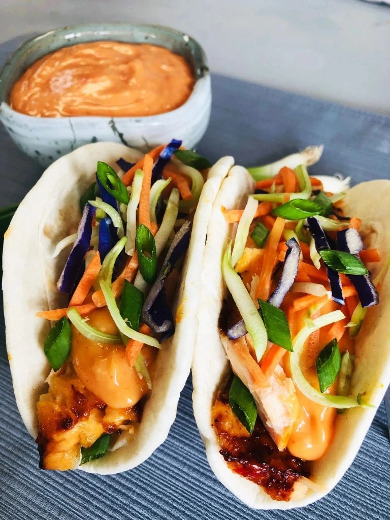 Bang bang salmon tacos