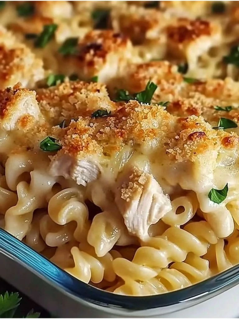 Garlic Parmesan Chicken Pasta Bake