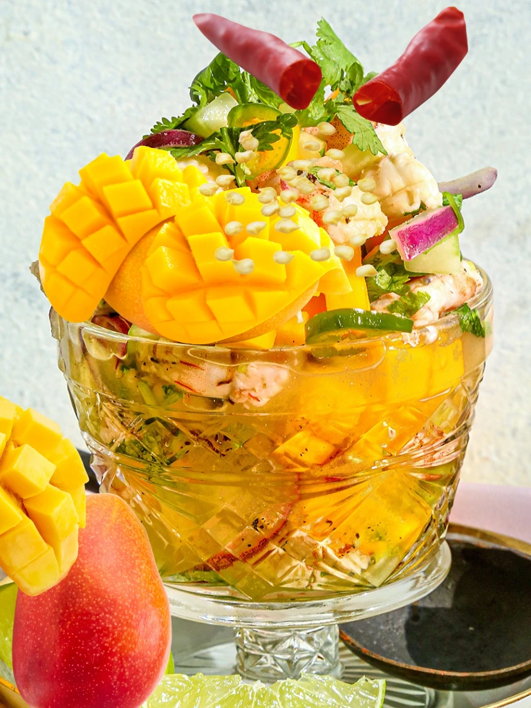 Spicy mango shrimp ceviche