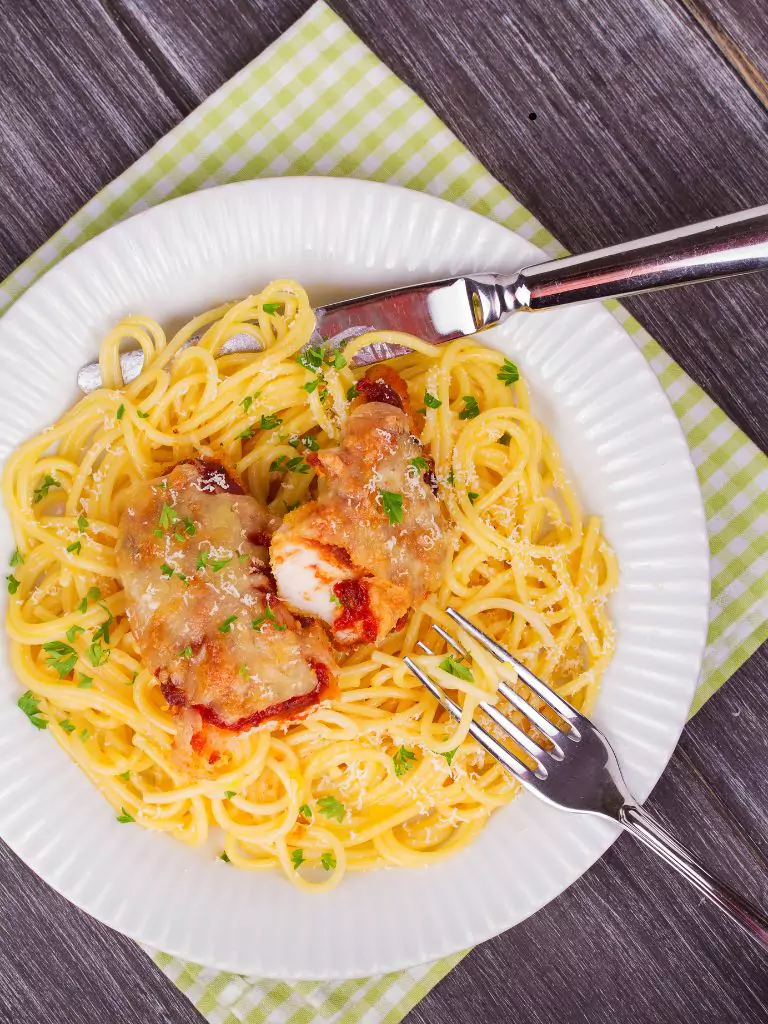 Garlic Parmesan Chicken Pasta with Shrimp