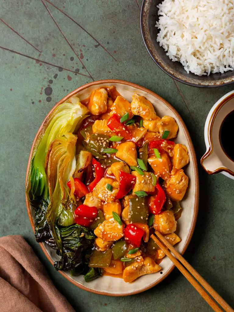 Stir fry with sesame seeds