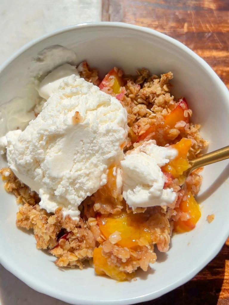 Peach Crumble With Yogurt Topping