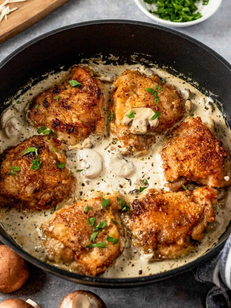 Chicken Thigh Recipes 10 Creamy Mushroom Chicken Thighs