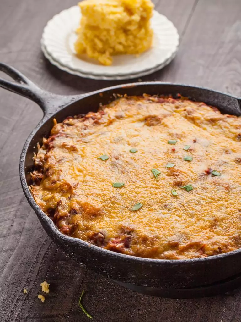 White Chicken Chilli With Cornbread Topping